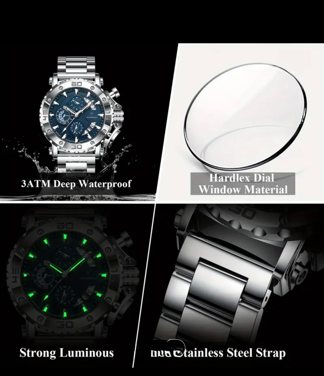 Men's Stainless Steel Quartz Watch - Business Casual Style, Multifunction Chronograph, 3ATM High Quality, Durable & Affordable for Professional & Casual Attire, Versatile Wristwatch.
