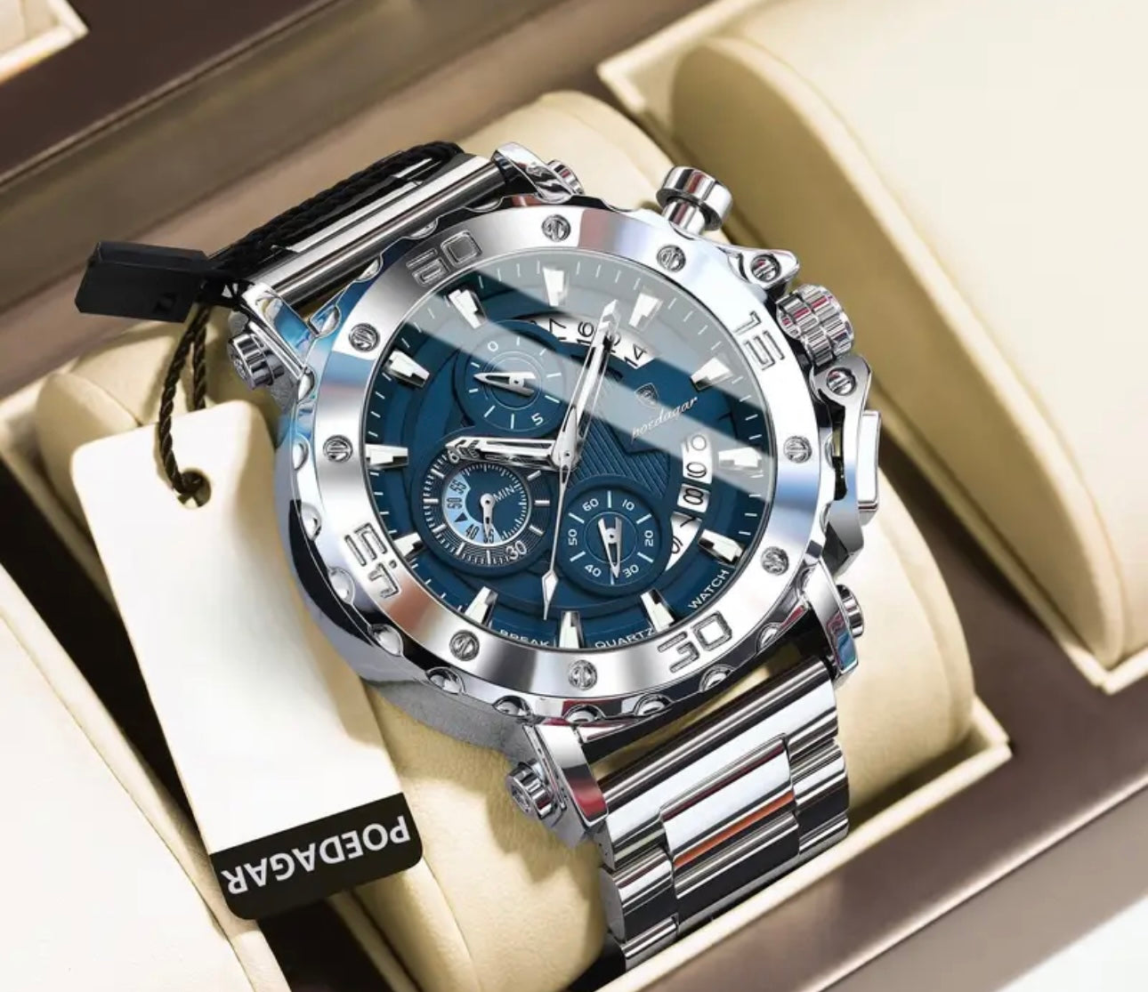 Men's Stainless Steel Quartz Watch - Business Casual Style, Multifunction Chronograph, 3ATM High Quality, Durable & Affordable for Professional & Casual Attire, Versatile Wristwatch.