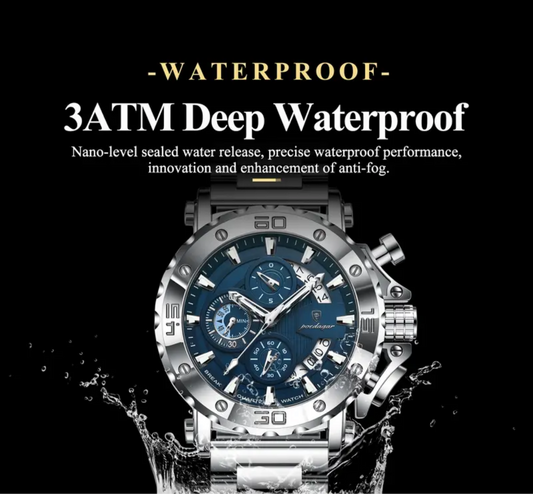 Men's Stainless Steel Quartz Watch - Business Casual Style, Multifunction Chronograph, 3ATM High Quality, Durable & Affordable for Professional & Casual Attire, Versatile Wristwatch.